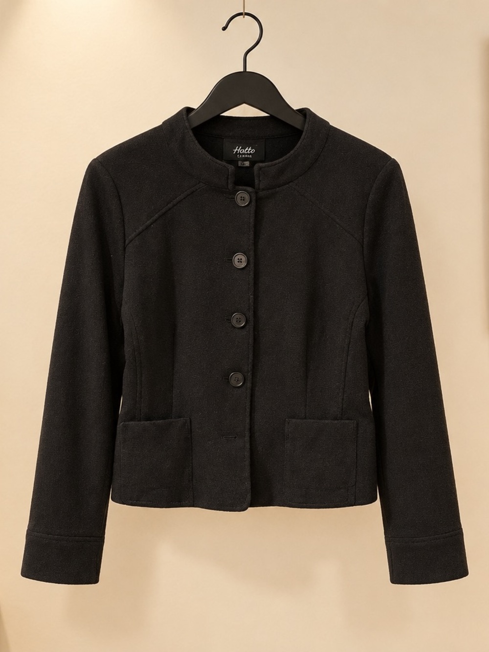 Nicole Miller Black Cropped Button Blazer